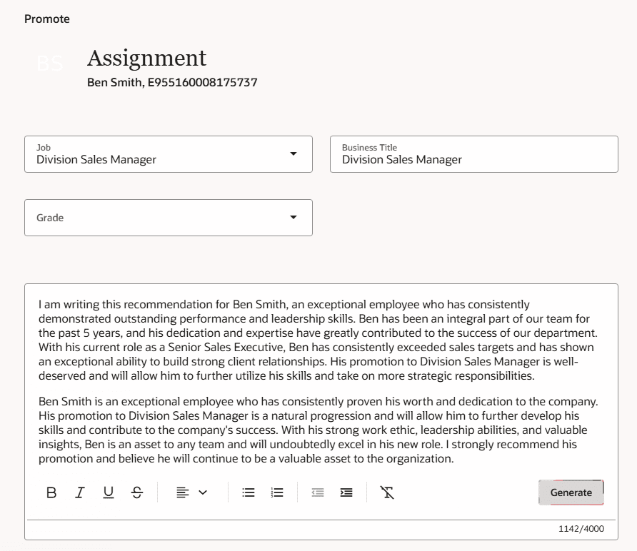 New AI-powered assistance to generate and refine notes in employment processes