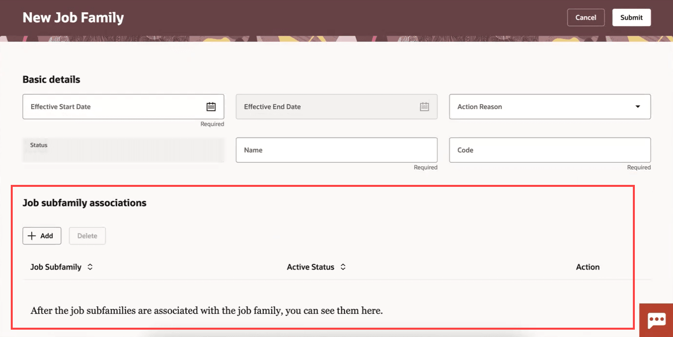 Job Code Level Family Oracle HCM Update 25D: Human Resources