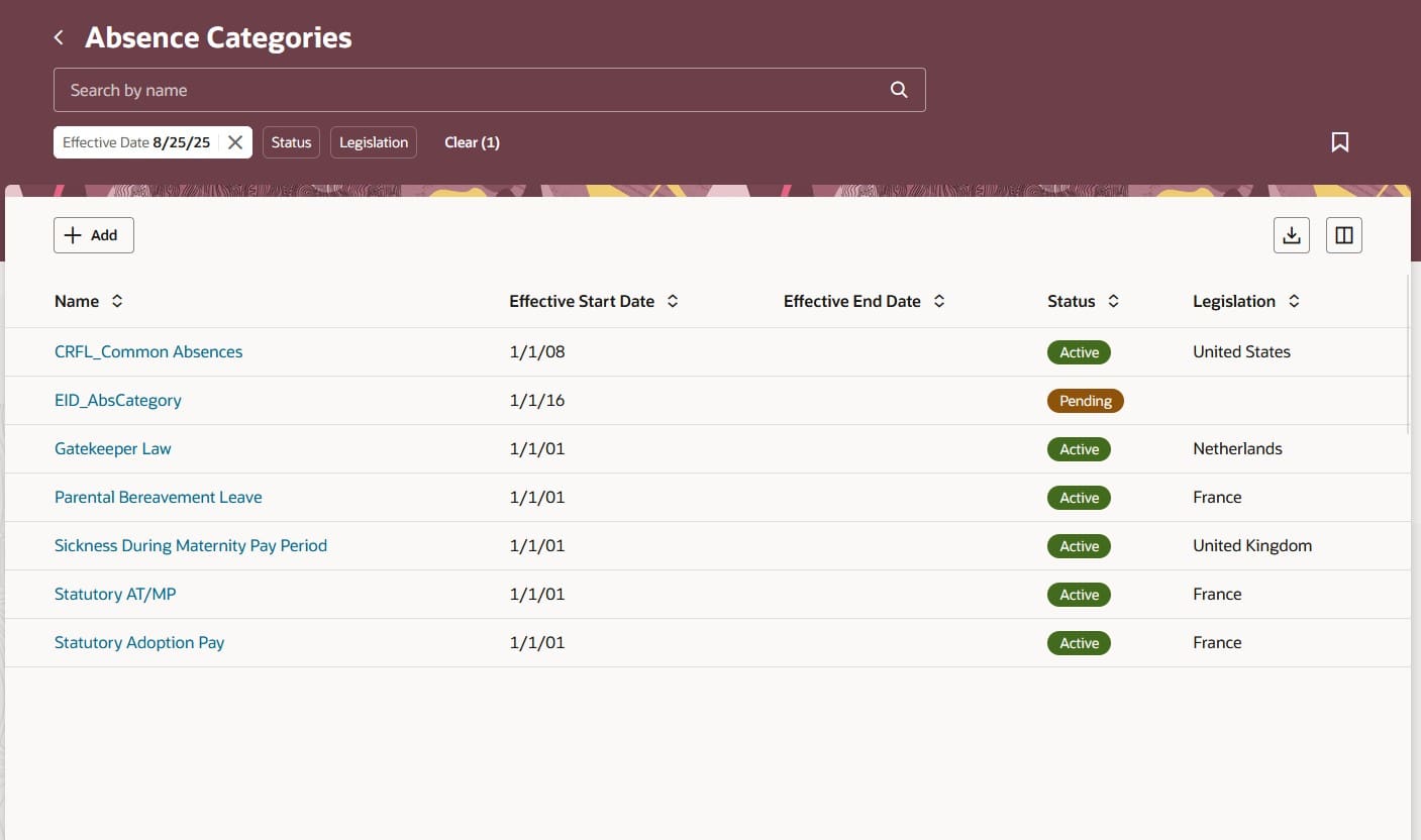 Oracle HCM Update 25D: Absence Management