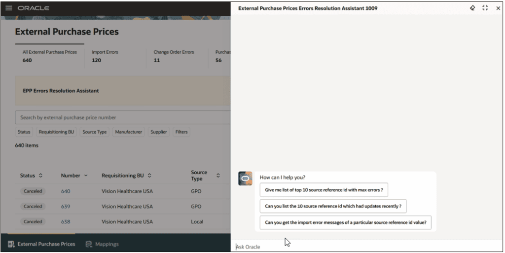 Oracle Eam Filtering Purchase Requests Expanded Table Oracle ERP Procurement 26A