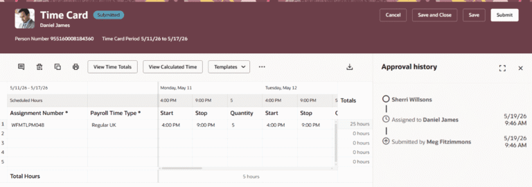 Oracle HCM Time and Labor 26C